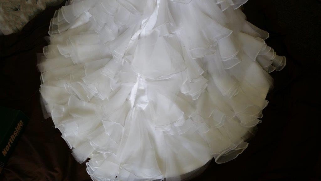 flower girl dress with layered skirt train